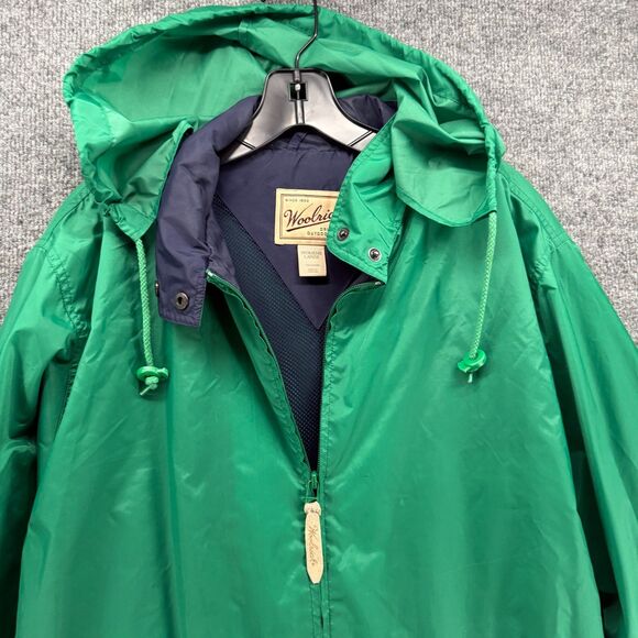 Woolrich Jacket Womens L Green Full Zip Long Rain Coat Hoodie Outdoor Hiking - Picture 2 of 10